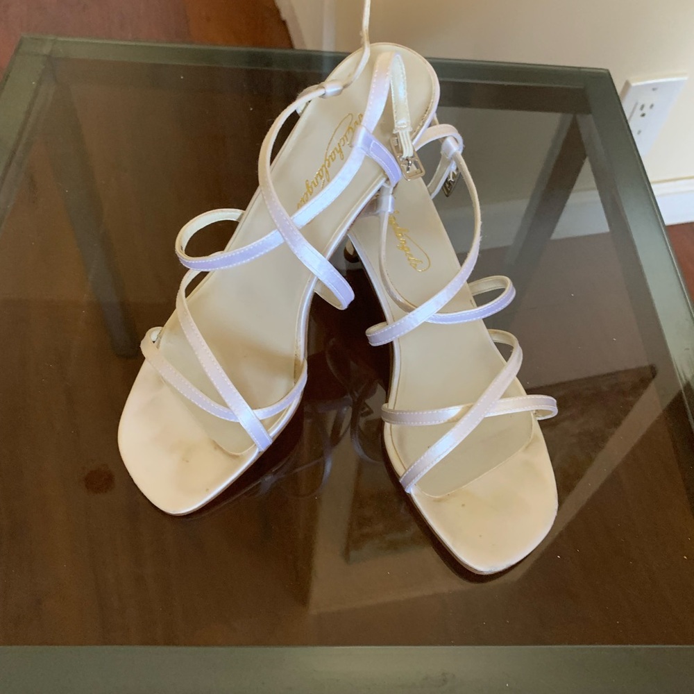 Michelangelo White Strappy Heeled Sandals